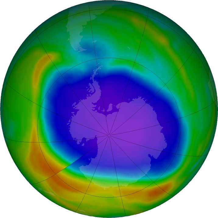 Antarctic ozone map for 19 October 2021
